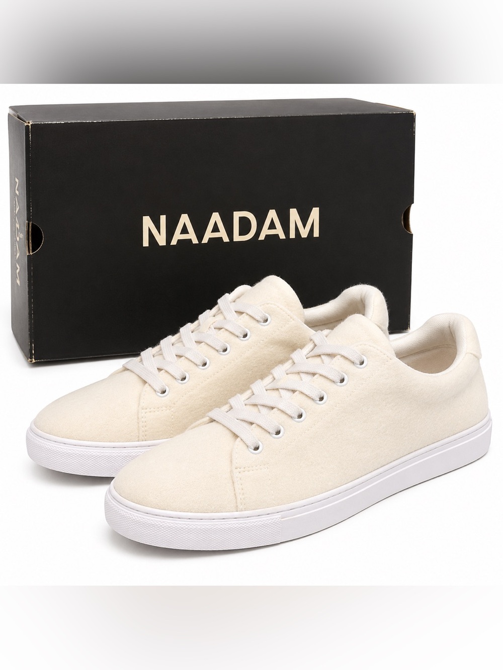 NAADAM Merino Cashmere Lace Up Sneakers Cream Wool Cashmere Men’s Size 10 NIB